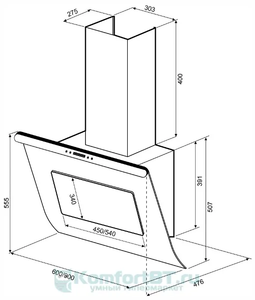 Вытяжка Shindo Arktur Sensor 600 в Москве и Московской области от магазина Ammina